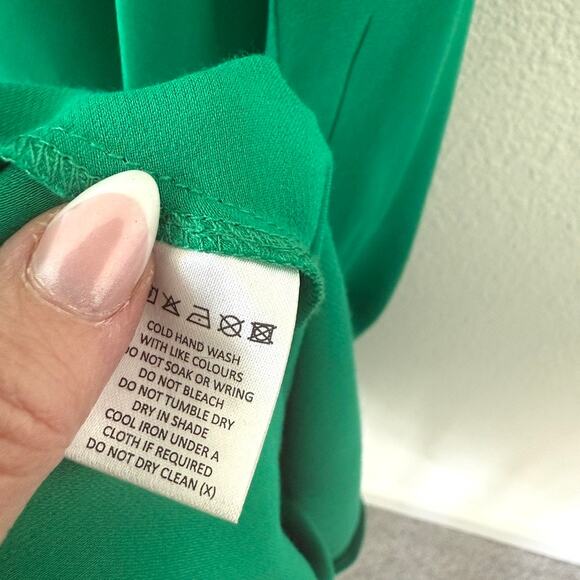 MESHKI Green Halter Backless Gown XL Pleated Neck Evening Dress Formal Maxi - Picture 10 of 11